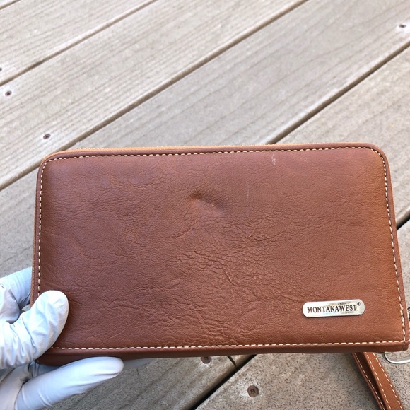 Western Montana west embroidery turquoise wallet - Picture 2 of 7